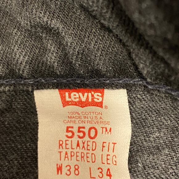 Vintage Levi's 550 Relaxed Fit Tapered Leg Black Denim Jeans Men's Size 38 x 34 - Picture 7 of 9